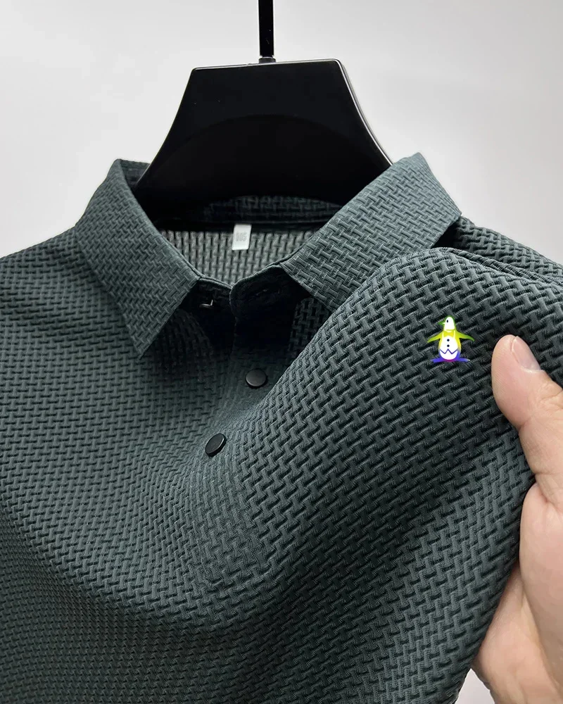 Мужская летняя рубашка-поло из вискозы с коротким рукавом