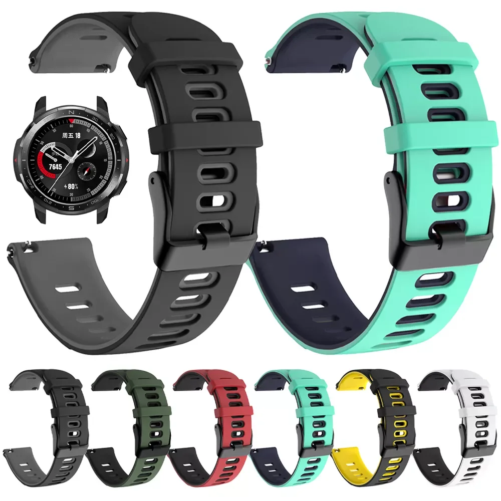 

20mm 22mm Wrist Strap for HONOR GS Pro Watch Band for HONOR Magic 2 42mm 46mm ES Soft Sports Silicone Bracelet Wristband Belt
