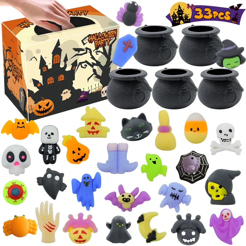 

Halloween Pressure Relief Toy Party Set Holiday Atmosphere Decoration Pumpkin Ghost DIY Pinch Music Stress Relief Sticker Gifts