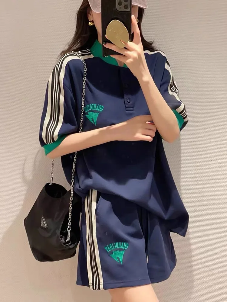 

Two Piece Set For WomenFashion Casual Two Piece Shorts Sets For Women 2023 Summer Street Tracksuit Short Sleeves Tee Top Shorts