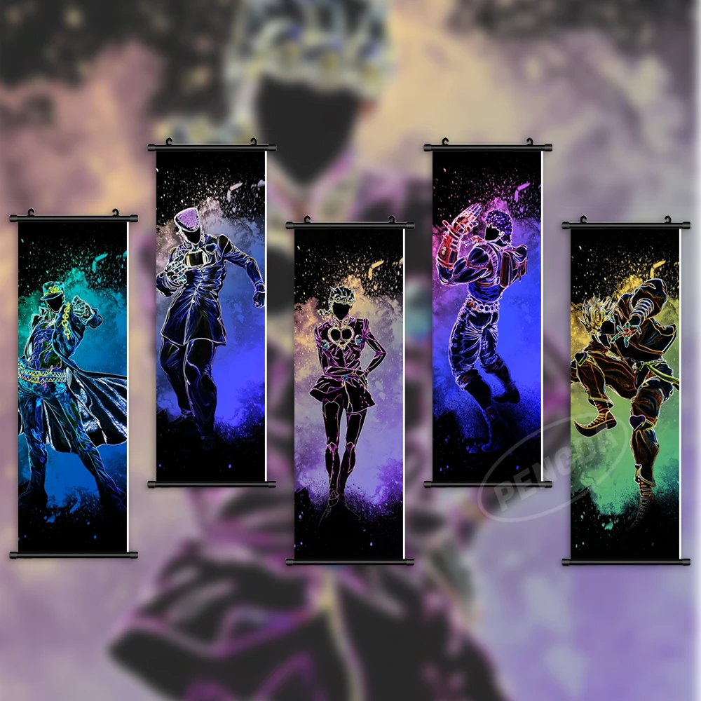 

Canvas Home Decoration Poster Print JoJo's Bizarre Adventure Pictures Kujo Jotaro Wall Art Anime Scroll Hanging Painting Bedroom