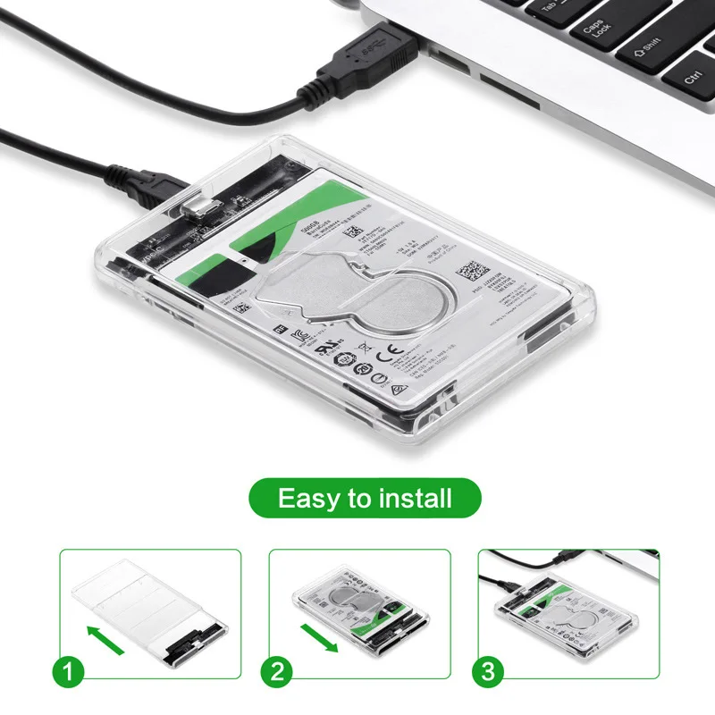 

Transparent Usb3.1 Type-C To SATA Mobile Hard Disk Box Hard Drive Fully Transparent Design, Simple Life