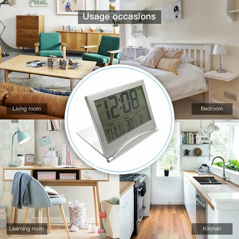 

A LED Display Bedside Electronic Digital Temperature Clock Thermometer Hygrometer Indoor Outdoor Weather Station Clock