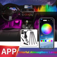 4872 led car rgb strip set foot ambient light bar auto interior decorative lamp music app remote controller atmosphere light