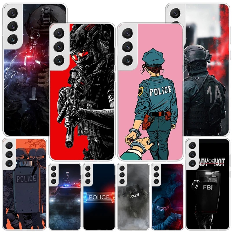 Полиция SWAT ФБР чехол для телефона Samsung Galaxy S23 S22 S21 Ultra S10 Plus S20 FE S10E S9 S8 + S7 Edge мягкий чехол Coque