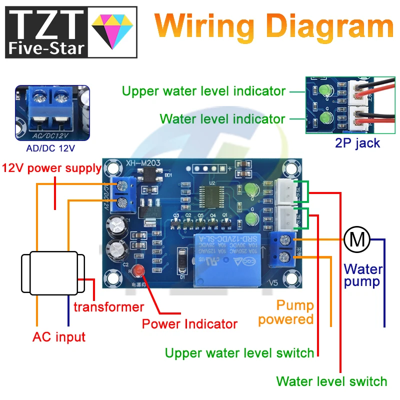 TZT XH-M203 полностью автоматический контроллер уровня воды модуль переключения