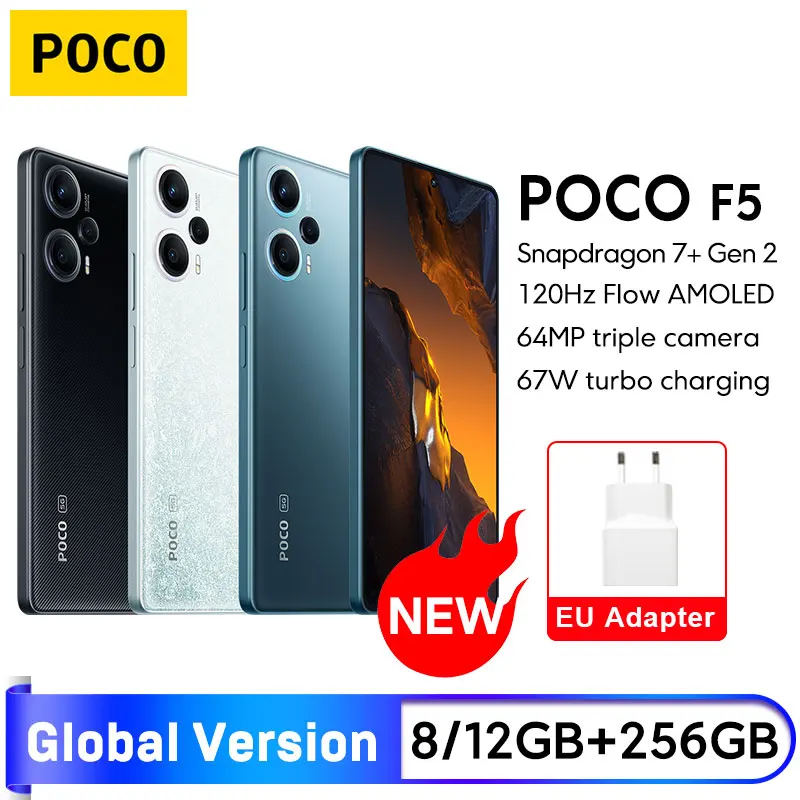 New POCO F5 Global Version 8GB 256GB / 12GB 256GB Snapdragon 7+ Gen 2 Octa Core 6.67'' 120Hz Flow AMOLED DotDisplay 64MP NFC 5G