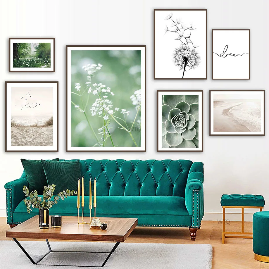 

Succulents Dandelion Beach Green Grass Wall Art Canvas Painting Nordic Posters And Prints Wall Pictures For Living Room Decor
