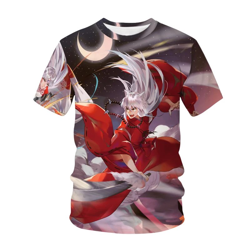 

Лидер продаж, уличная Футболка Harajuku InuYasha для мальчиков и девочек, топ с 3D рисунком, футболки большого размера для женщин и мужчин, повседневн...