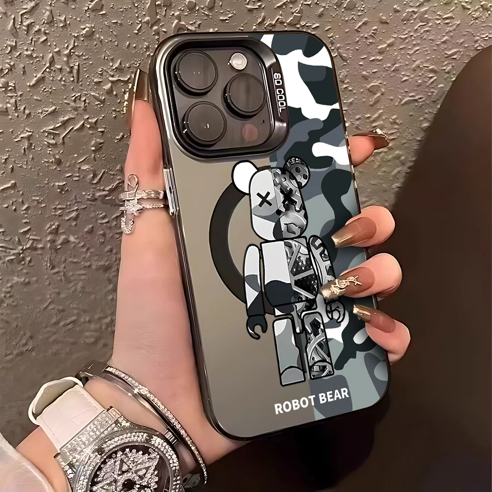 Роскошный брендовый Магнитный чехол Magsafe с роботом для телефона IPhone 11 12 13 14 15 16 Pro