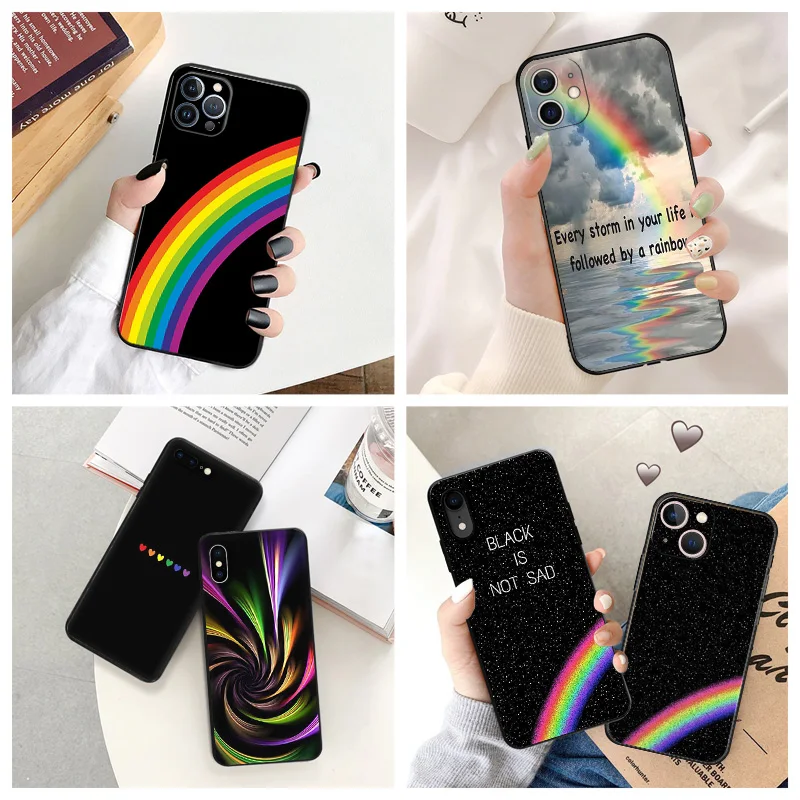 Мягкий разноцветный Радужный чехол для Apple iphone 14 Plus XS 13 Pro Max 12 Mini 11 SE XR X 7 8 6 6S 14Pro