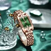 Women Watch Fashion Luxury Diamond Gold Dial Square Quartz Watches Stainless Steel Waterproof Ladies Wristwatch Elegant Clock 2