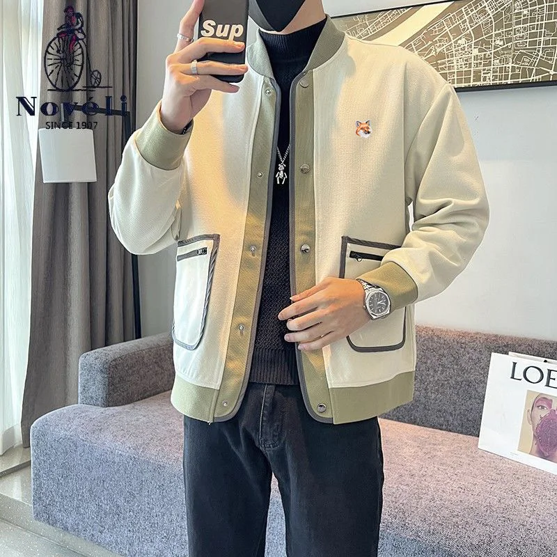 

Autumn Mens Jacket Luxury Brand Fox Embroidery Fashion Casual Bomber Jacket Harajuku Street Men Windproof Baseball Coat