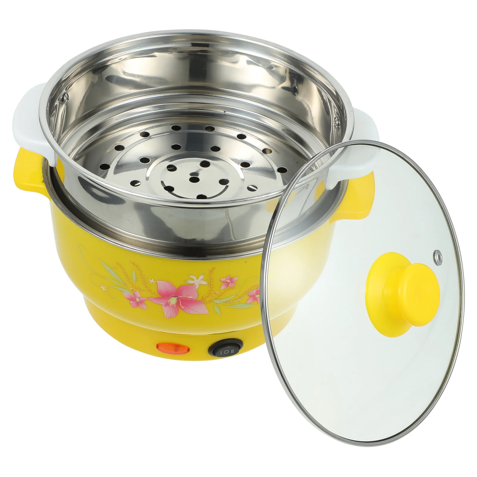 

Electric Hot Pot Stainless Steel Steamer Multifunction Double Layers Stockpot Metal Multifunctional Student
