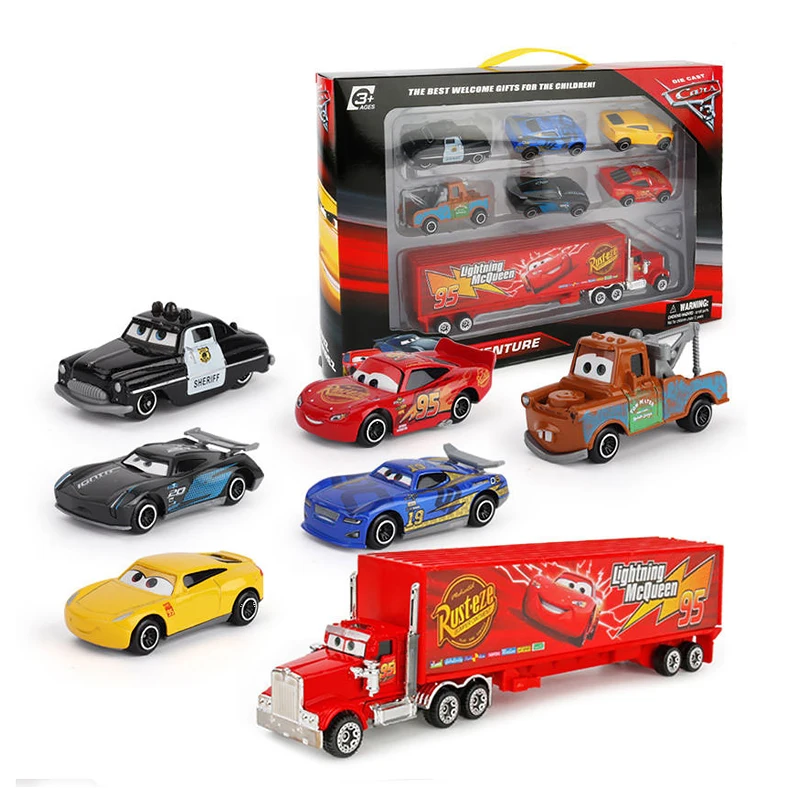 

Набор Disney Pixar машина 2 3 Молния Маккуин Джексон шторм Мак дядя грузовик 1:55 литая пластиковая модель автомобиля игрушка для мальчика Рождеств...