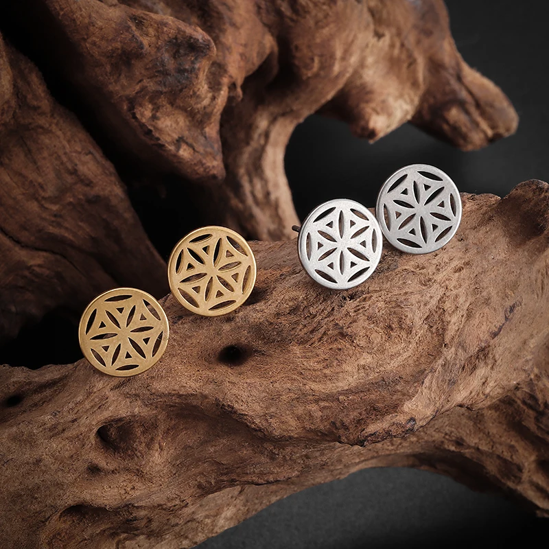 Серьги из нержавеющей стали с шестигранным узором для мужчин и женщин модные