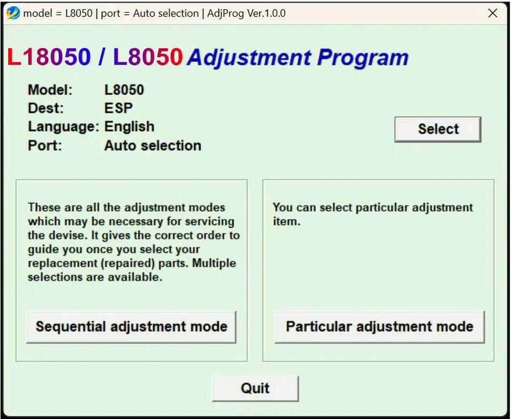 L18058 L8058 Регулировка программного обеспечения AdjProg Набор инструментов для Epson EcoTank