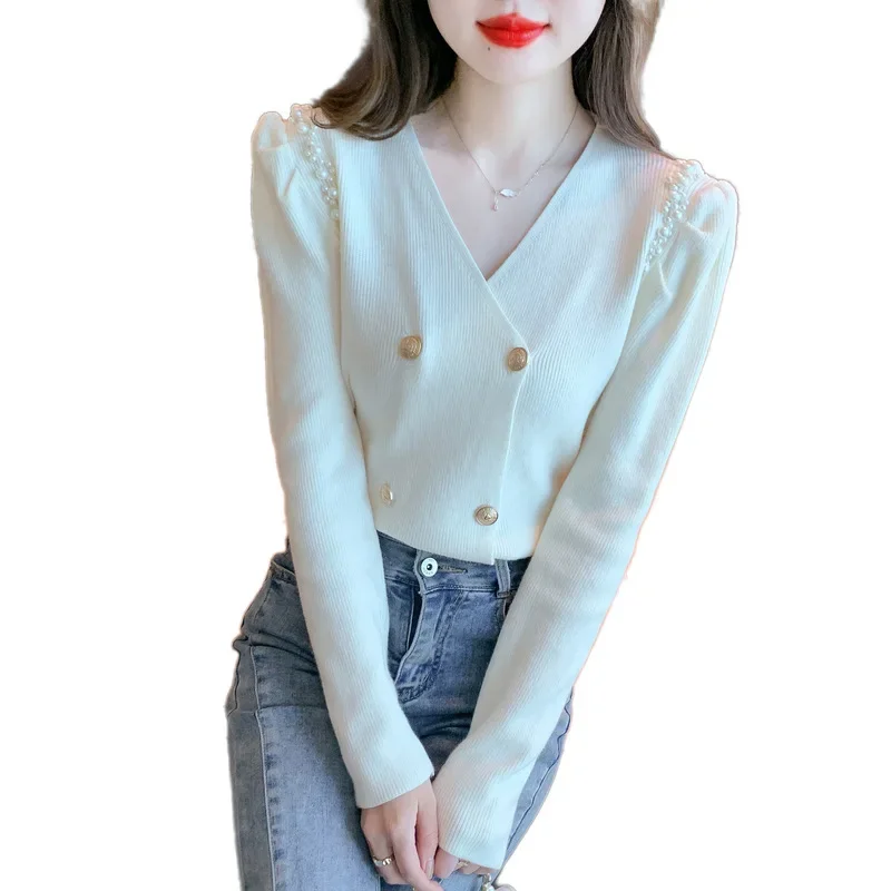 2024 новый женский простой модный вязаный базовый слой осенне-зимний свитер с