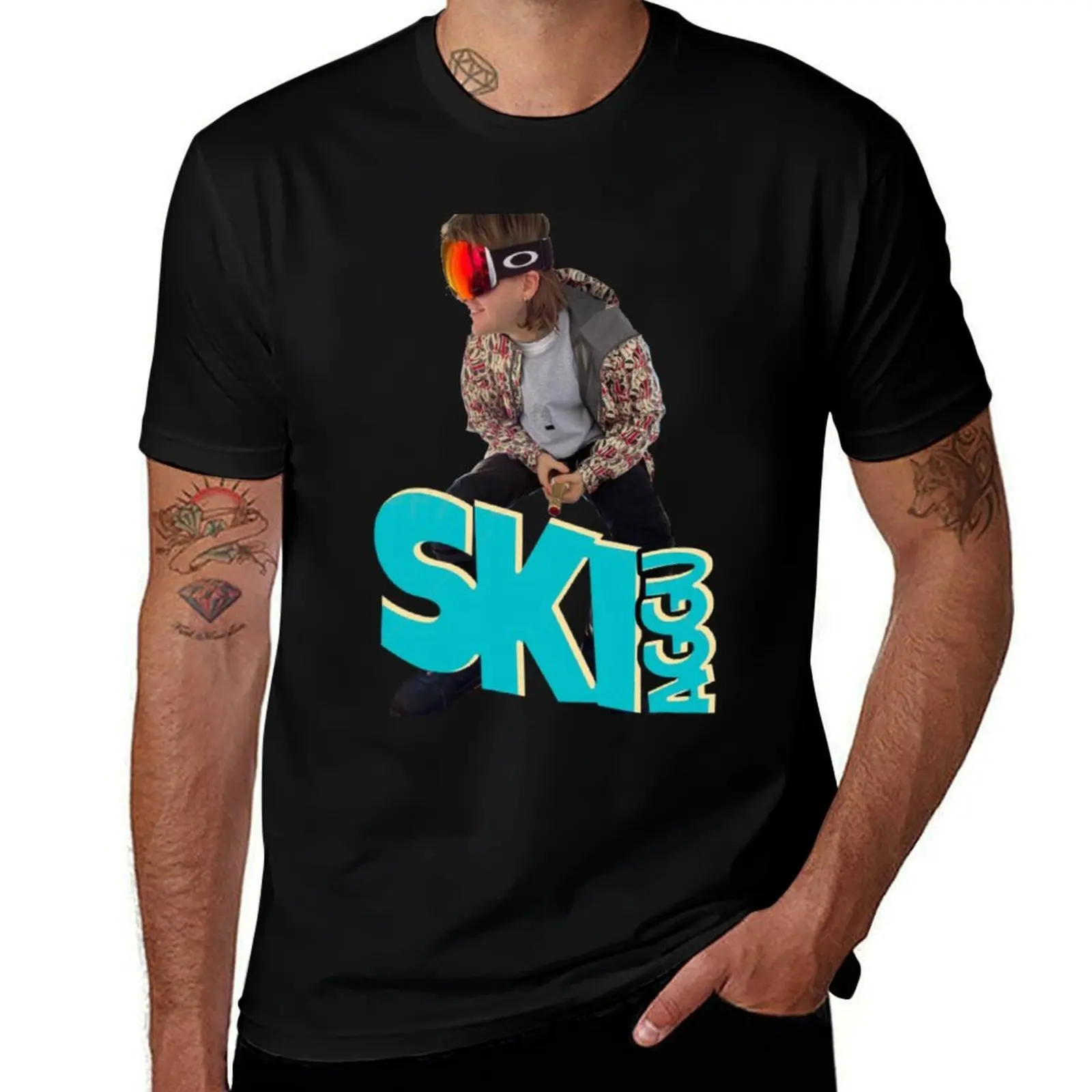 Фото Футболка Ski Aggu, мужская футболка из мягкого хлопка, 100% хлопковая футболка для мужчин, облегающая футболка №1
