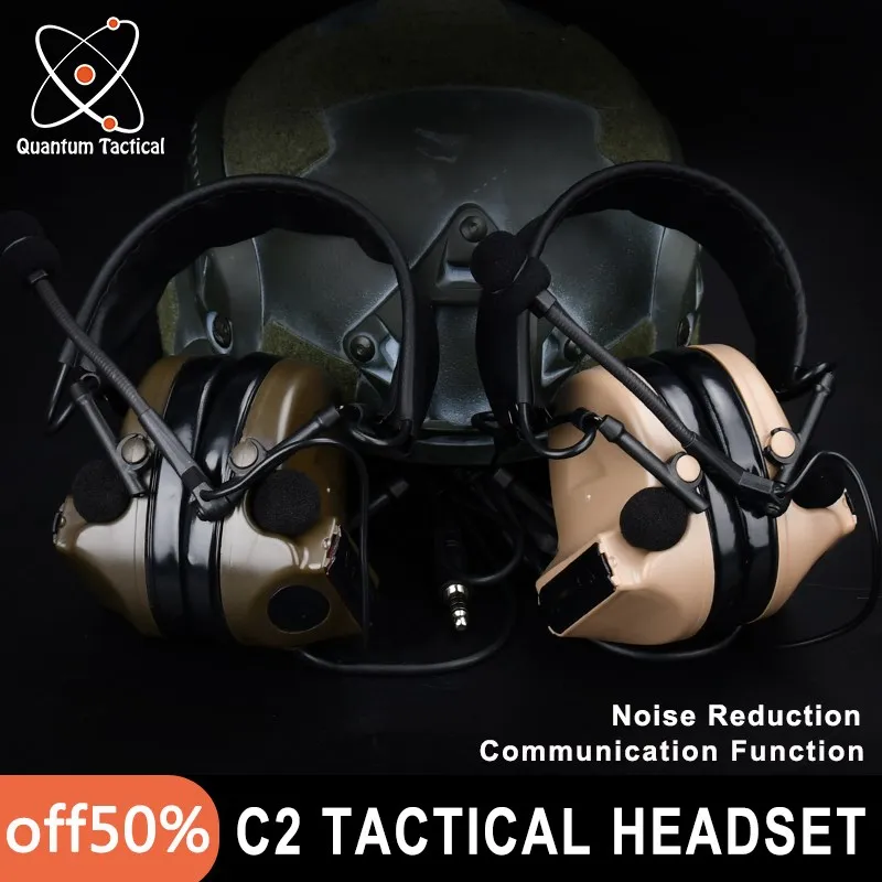 Tactical Comtac II Headset Military C2 Headphone Noise Reduction Hunting Shooting Hearing Protection+U94 PTT Kenwood plug