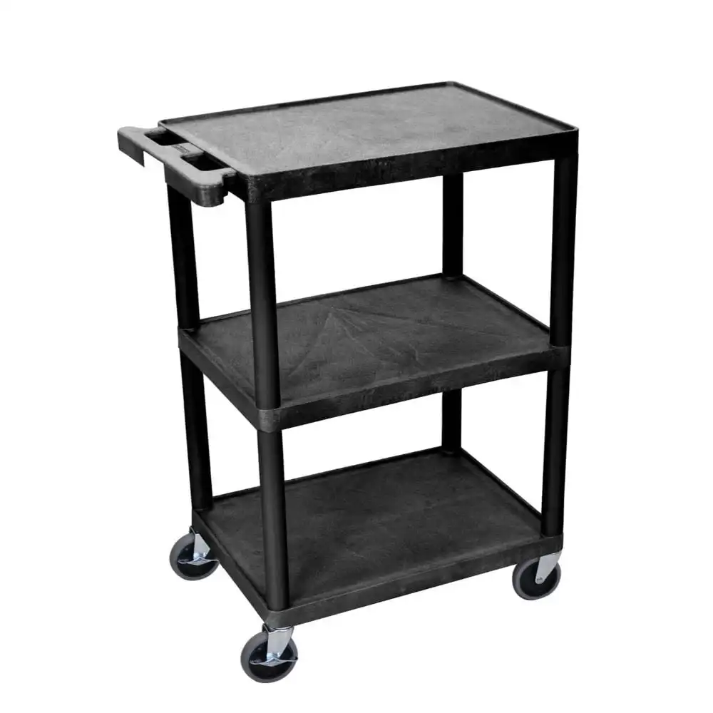 

Luxor 24x18 Structural Foam Plastic Utility Cart - 3 Shelves, Black