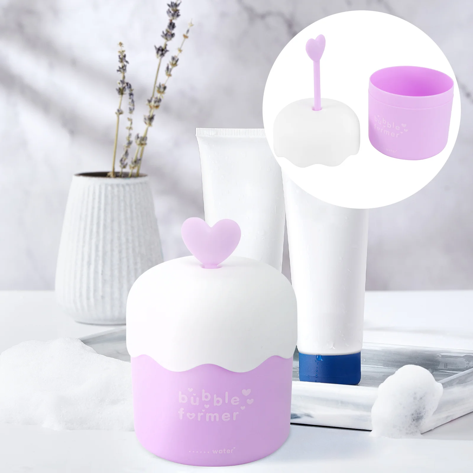 

Travel Lotion Container Bubbler Machine Face Wash Foaming Maker Cup Cleansing Milk Purple Pp Child Skincare