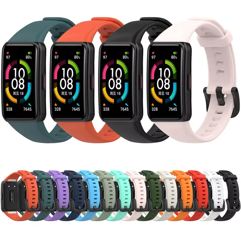 

Ремешок силиконовый для смарт-часов Huawei Honor Band 6, сменный однотонный браслет для Huawei band 6, модный ремешок для часов, 2022
