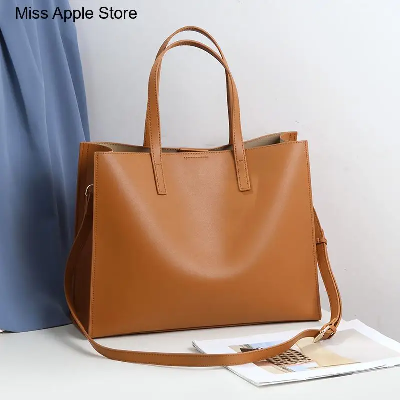 14 Inch Laptop Bag Women's Bag New Female Handbags Fashion Briefcase Genuine Leather Commuter Portable Shoulder Tote Bags
