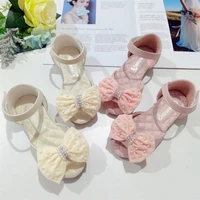 fashion toddler kids lovely sandals 2022 baby girls party pearl bow fish mouth princess infant shoes sandals bowknot beach