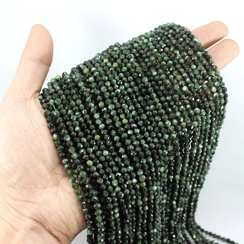 Natural facetado seraphinite pequena semente 2/3/4mm solta contas redondas para fazer jóias pulseira colar tornozeleira cintura