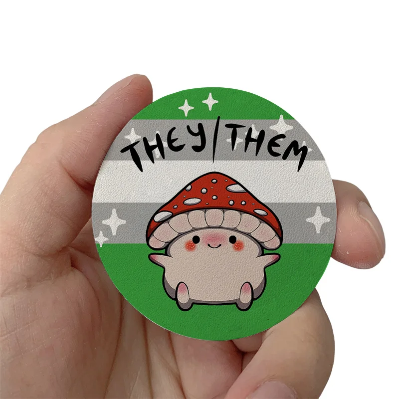 

Grayromantic pride Mushroom pronoun they them DIY Patches Clothes Hats Jackets Patch Stickers Iron On Patches Leather Stickers