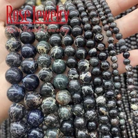 natural black sea sediment turquoises stone beads diy round loose beads for jewelry making bracelets necklace 15 4 6 8 10 12mm