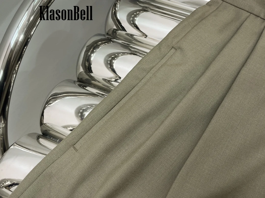 11.23 KlasonBell модные повседневные плиссированные шерстяные брюки с высокой талией