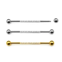 316l surgical stainless steel 14g 16g cz zircon industrial barbell cartilaged earrings tongue rings bar stud helix hinged pierci