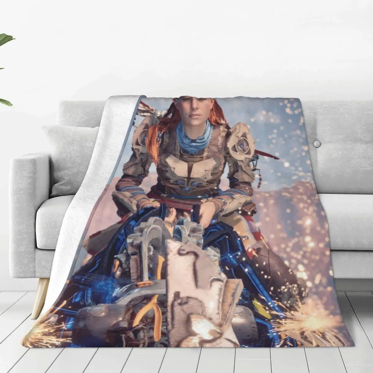 

Horizon Zero Dawn Blanket Flannel Summer Air Conditioning Aloy Game Lightweight Thin Throw Blankets for Sofa Couch Rug Piece