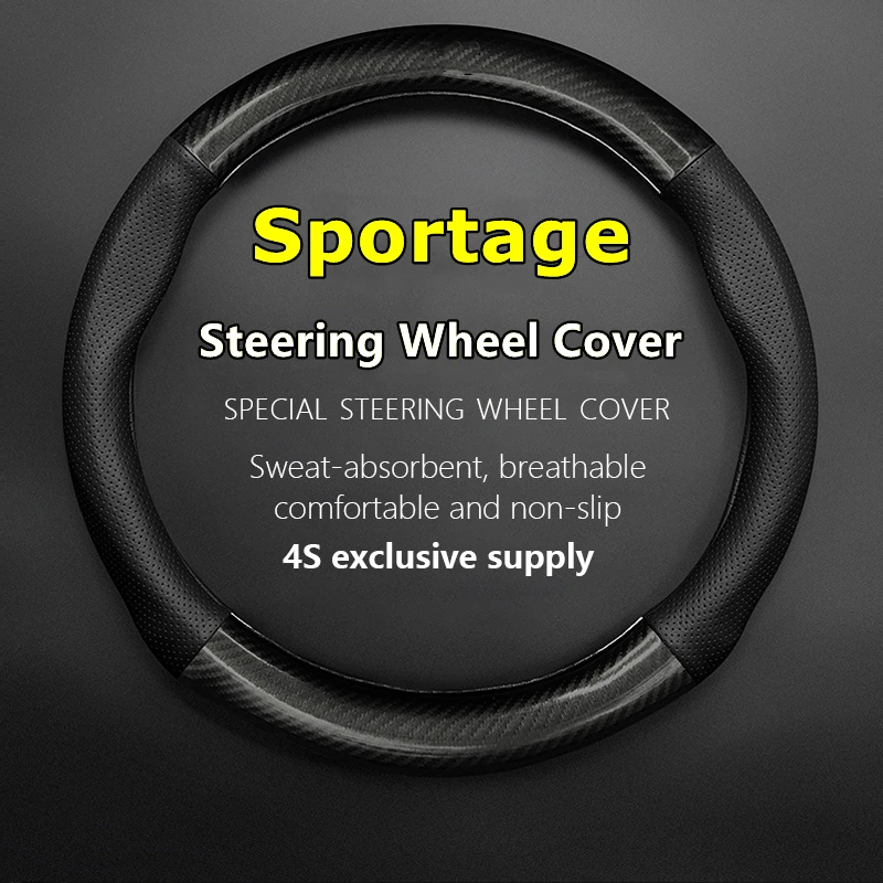 

PU/PVC Carbon For KIA Sportage Steering Wheel Cover Genuine Leather Carbon Fiber 2.0 HEV 1.5T 2.0T 2023