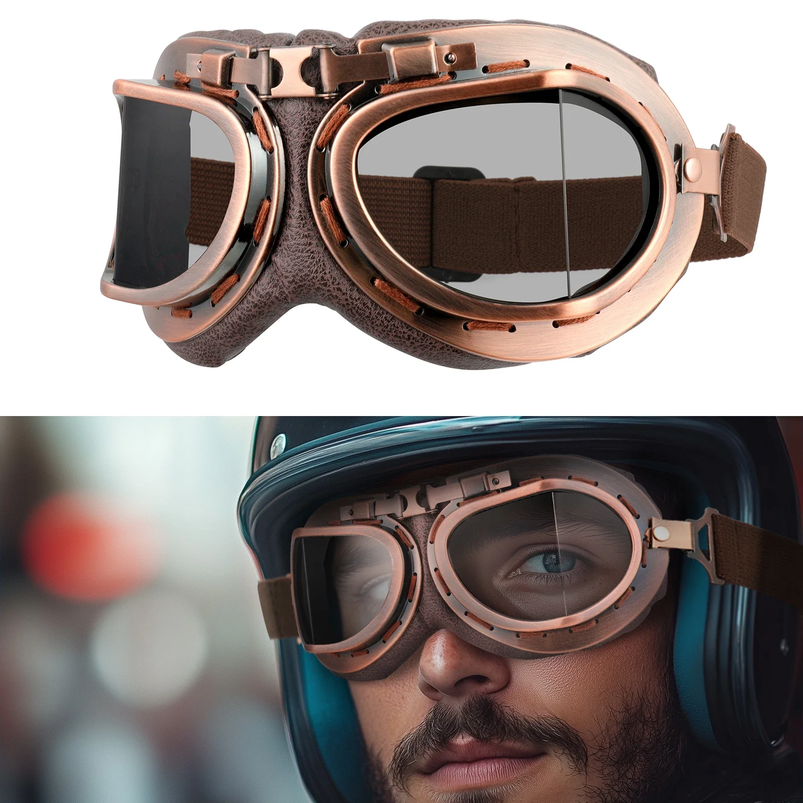 

Ретро мотоциклетные очки, винтажные мото классические очки для Harley Pilot, стимпанк, ATV, велосипед, медный шлем