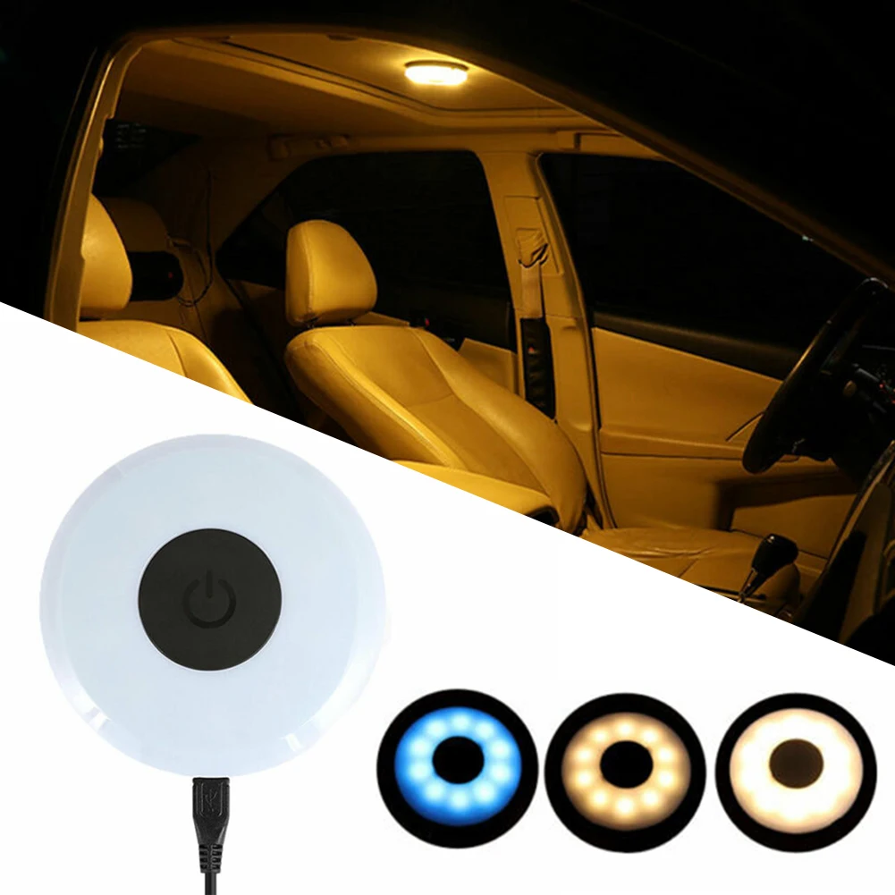

Car 10 LED Night Light Touch Type 3 Color Car Roof Light Ceiling Magnet Interior Reading Light Dome USB Charge For Trunk