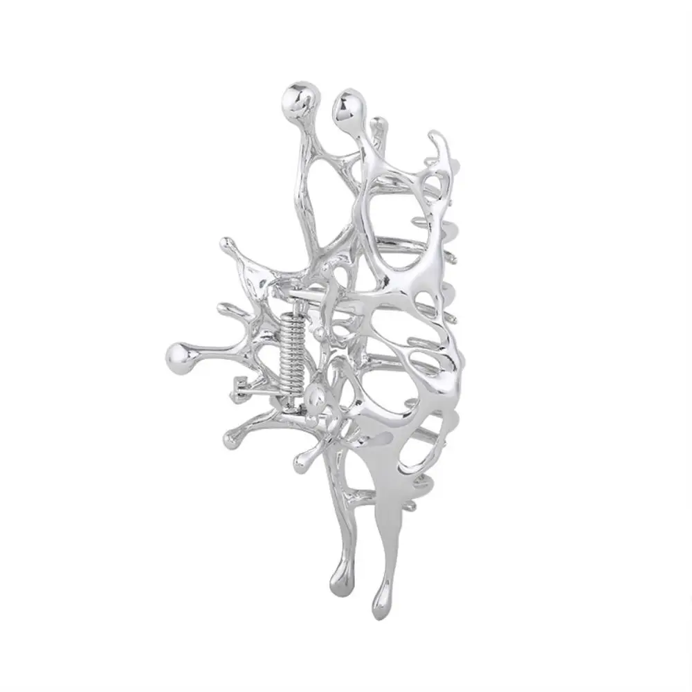 Геометрические заколки-крабы Y2k элегантные металлические серебряные для волос