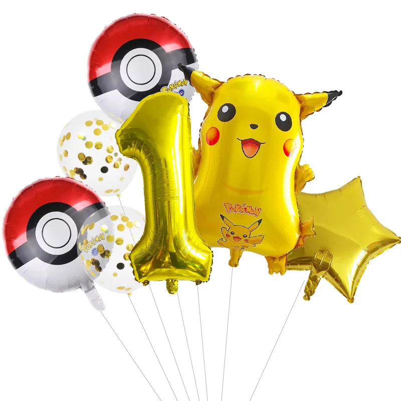

Kids Party Supplies Pokémon Themed Balloons Set Pikachu Boys Girls Birthday Party Decorations Digital Aluminum Film Balloons