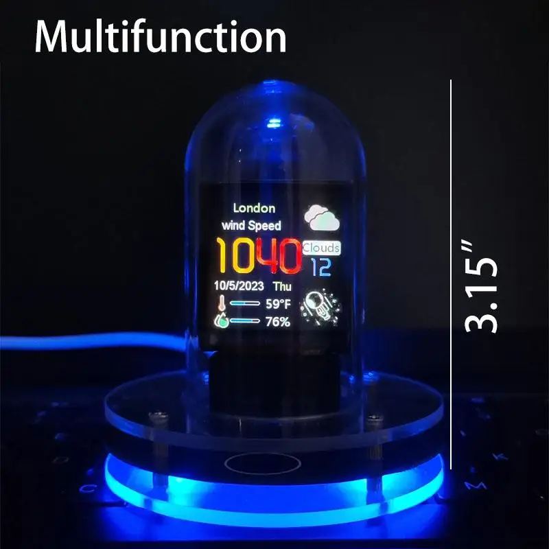 

Cyberpunk Style Glow Tube Clock Smart Wifi Networking Give Friend Gifts Automatic Update Digital Computer Desktop Ornament
