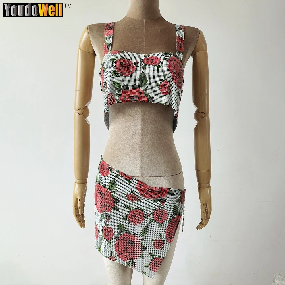 Пикантный костюм Y2k юбка с розовым узором женское платье для ночного клуба