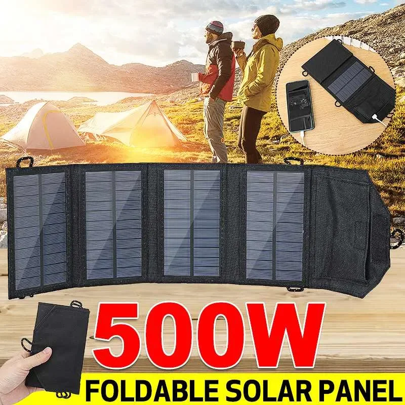 

Portable 500W Polysilicon Solar Panel Charger USB 5V DC Foldable Solar Panel For Phone Charge Power Bank For Hiking Camping