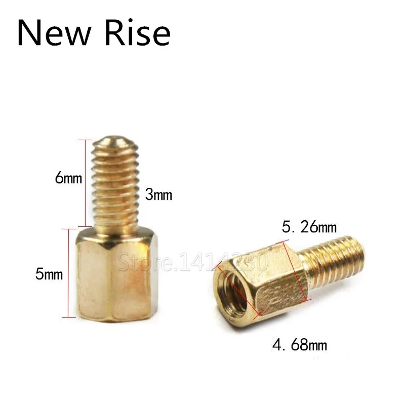 50 шт M3 * 5 + 6 мм латунная промежуточная резьба наружная/Внутренняя шестигранная