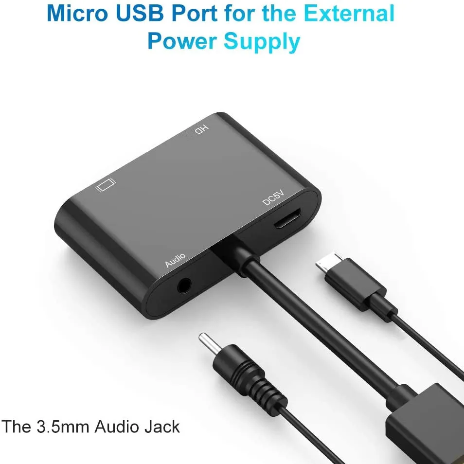 HDMI-совместимый с VGA HD адаптер сплиттер двойной дисплей одновременно аудио для ПК