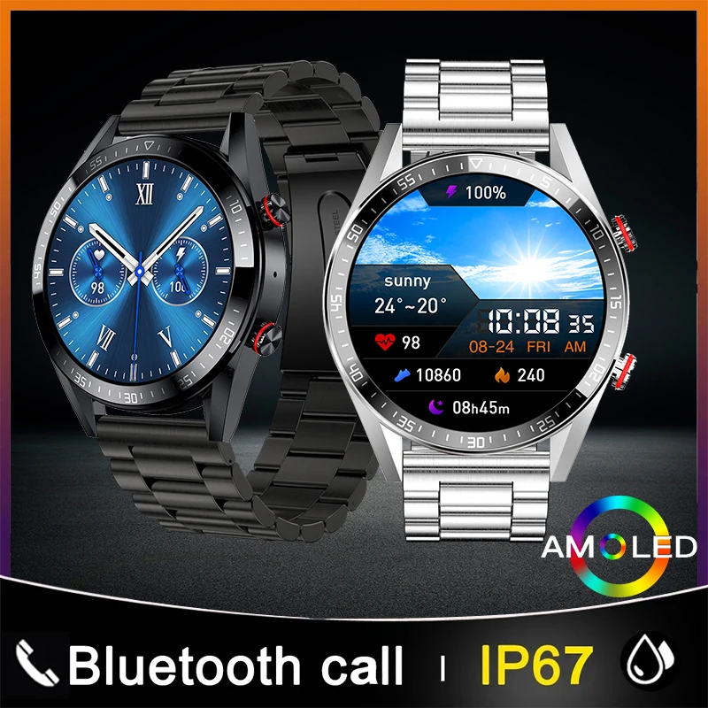 

Новинка, Роскошные Смарт-часы с экраном 1,39 дюйма AMOLED, Смарт-часы с Bluetooth, музыкальным проигрывателем, мужские часы IP67, водонепроницаемые, с ко...