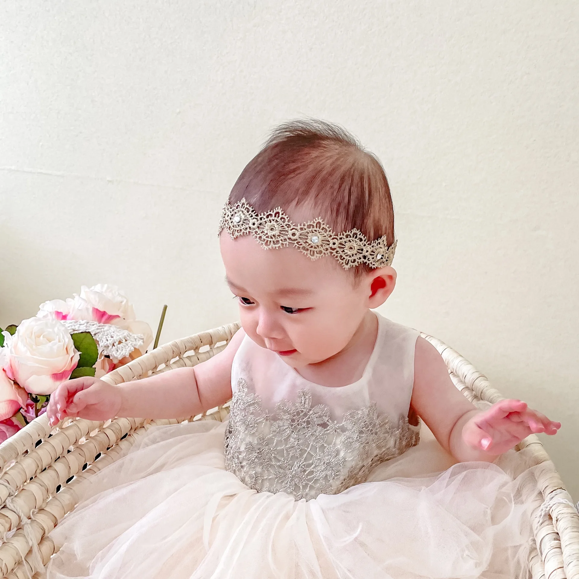 Birthday Headband Newborn  for Girls Flower   Baby Girl Cute Lace Princess Hair Wear Infant  Accessories