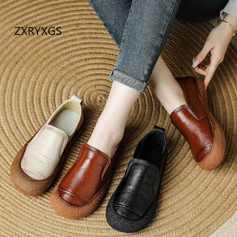ZXRYXGS модные женские туфли из коровьей кожи осенняя мягкая подошва 2024 удобные