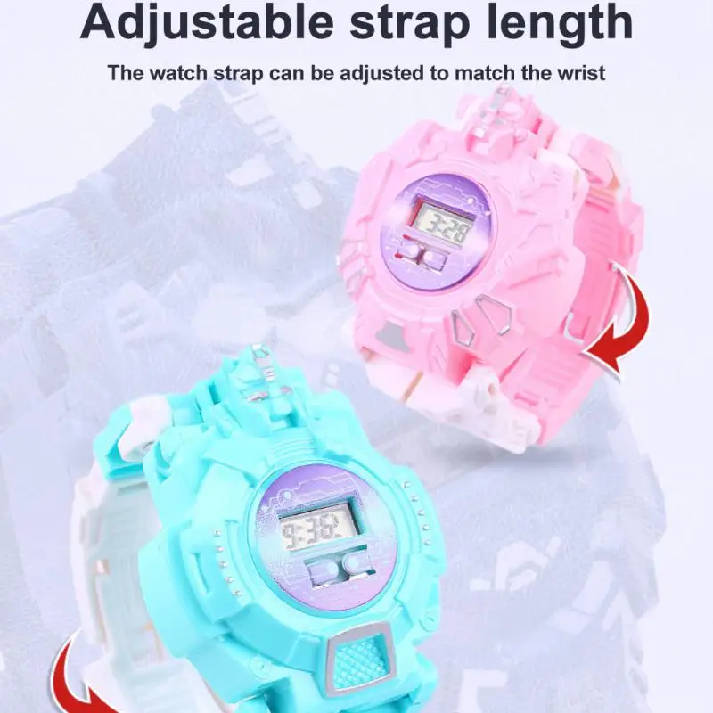 

Часы детские электронные с подсветильник, деформационный мультяшный робот, подарок на день рождения, новый год, для мальчиков и девочек