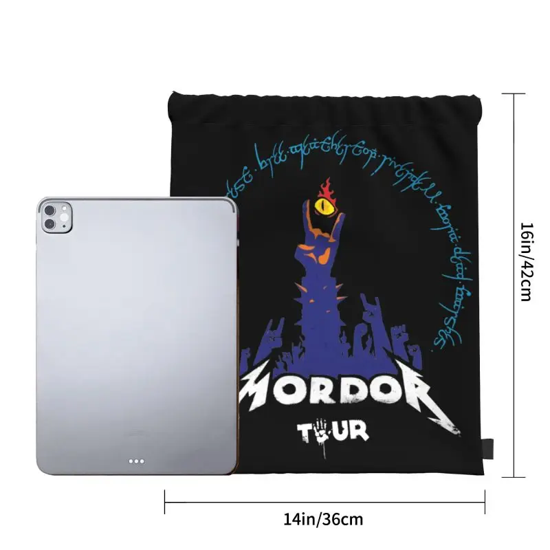 Rock To Mordor Tour Lotr As Album Cover Drawstring Bags Gym Bag Newest Shoe Tote Outdoor Running